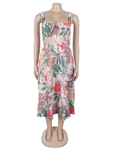 Elegant Print High Split Slip Dress